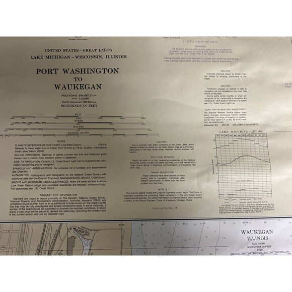 Nautical Chart/Map of Lake Michigan’s Port Washington to Waukegan - Picture 3 of 4